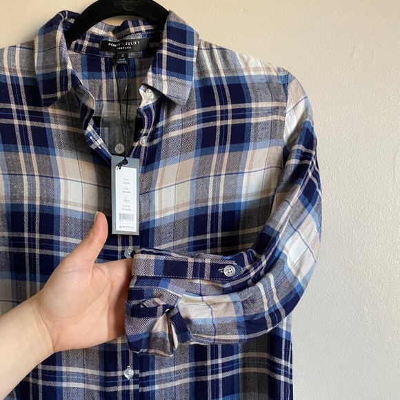 Romeo & Juliet Couture Tops - Plaid Button up Top